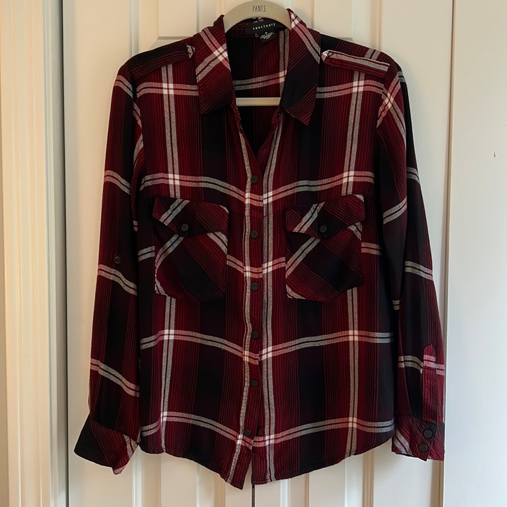 Sanctuary Tartan Plaid Button Down, boyfriend style - Women’s